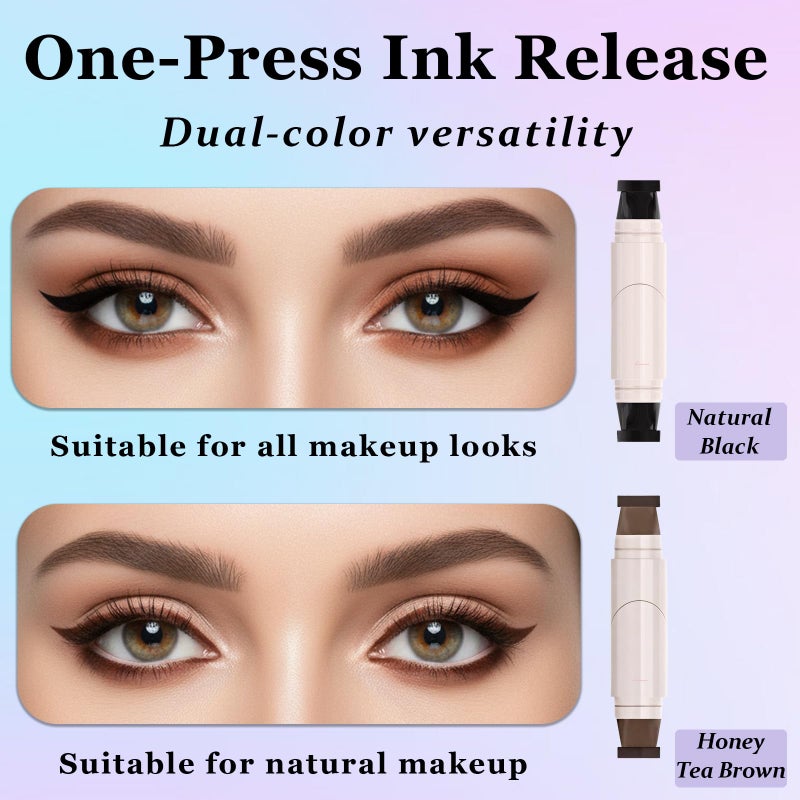 KUNAL Winged Eyeliner Stamp Foldable Eye Liner Stamp, 2pc Gel Eyeliner Pencil Set Waterpoof Dual Ended Eye Stamp for Beginners,Easily Draw Exquisite Makeup Look (Black&Brown) - Image 3